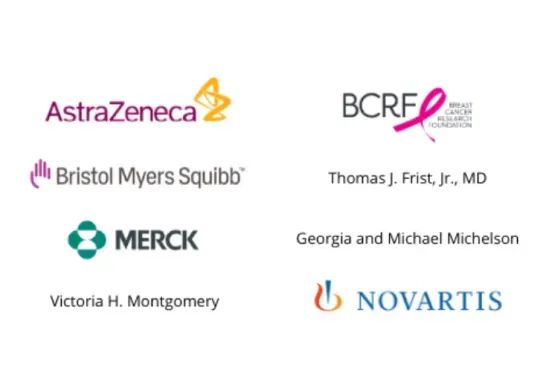 Listing of Top Donors from April 1, 2019, to March 31, 2020. AstraZeneca; Breast Cancer Research Foundation; Bristol Myers-Squibb; Thomas J. Frist, Jr., MD; Merck; Georgia and Michael Michelson; Victoria H. Montgomery; Novartis