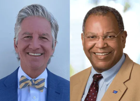 From left to right: Bill Behkne, Dr. Otis W. Brawley